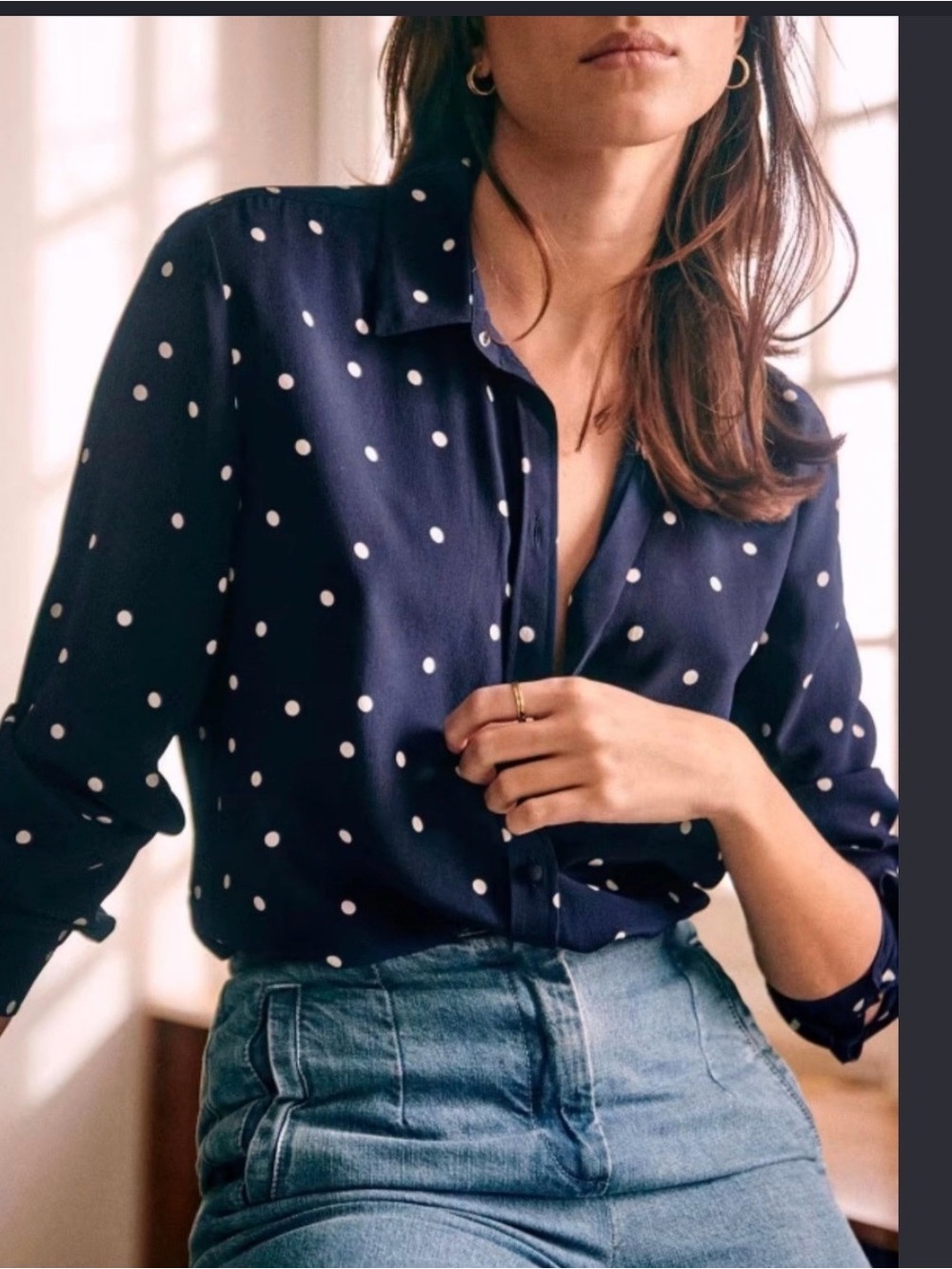 Sezane Ann Silk Button Up Shirt | Size 42